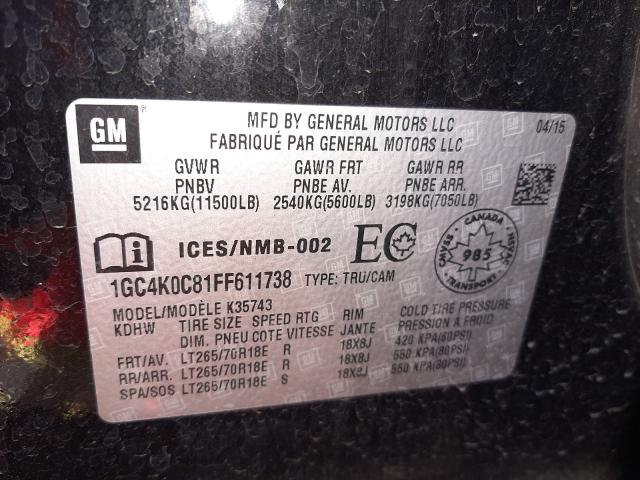 2015 CHEVROLET SILVERADO 1GC4K0C81FF611738