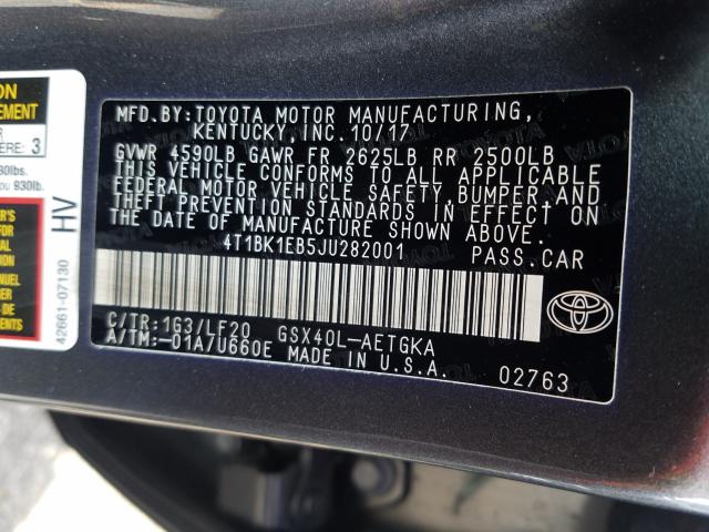 2018 TOYOTA AVALON XLE 4T1BK1EB5JU282001