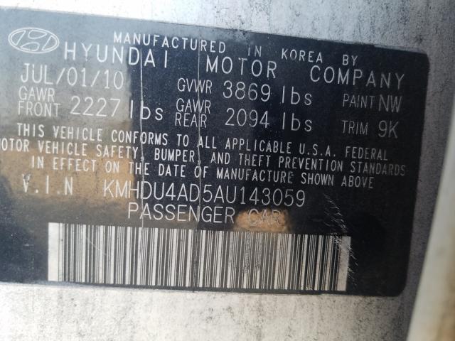 2010 HYUNDAI ELANTRA KMHDU4AD5AU143059