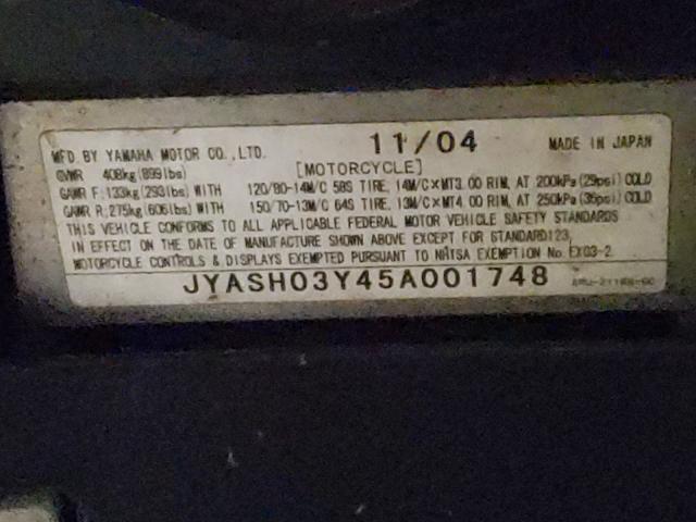 2005 YAMAHA YP400 JYASH03Y45A001748