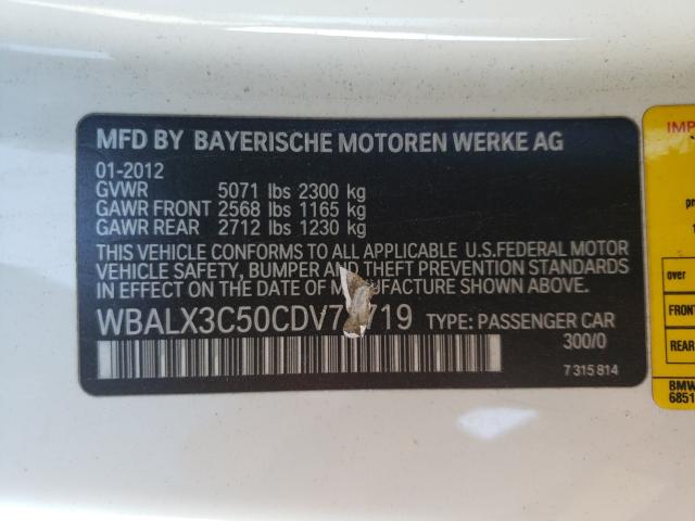 2012 BMW 650 I WBALX3C50CDV77719