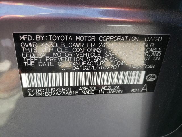 2020 LEXUS IS 300 PRE JTHDA1D27L5107701