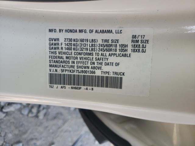 2018 HONDA RIDGELINE 5FPYK3F75JB001366