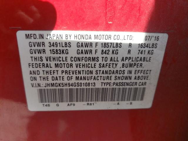 2016 HONDA FIT EX JHMGK5H94GS010813