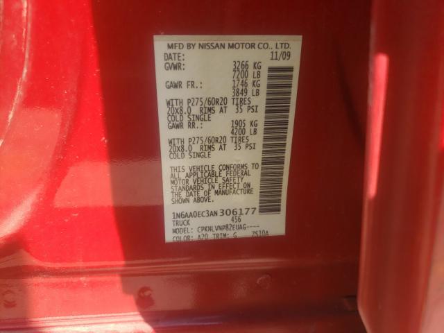 2010 NISSAN TITAN XE 1N6AA0EC3AN306177