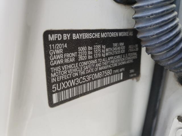 2015 BMW X4 XDRIVE2 5UXXW3C53F0M87580