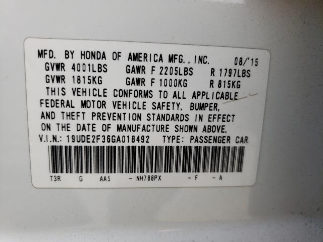 2016 ACURA ILX BASE W 19UDE2F36GA018492