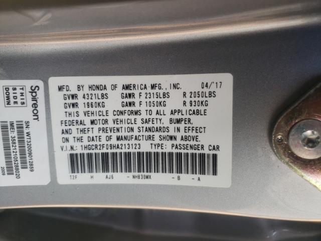 2017 HONDA ACCORD EX 1HGCR2F09HA213123