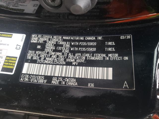 2020 LEXUS RX 350 F-S 2T2YZMDA5LC242694