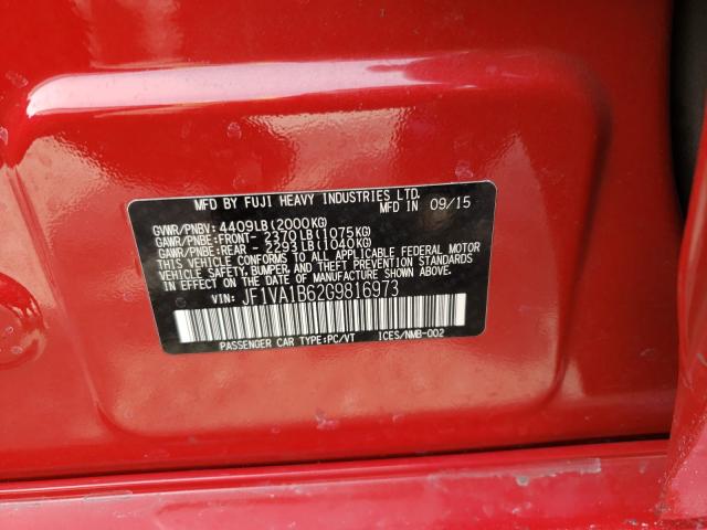 2016 SUBARU WRX JF1VA1B62G9816973
