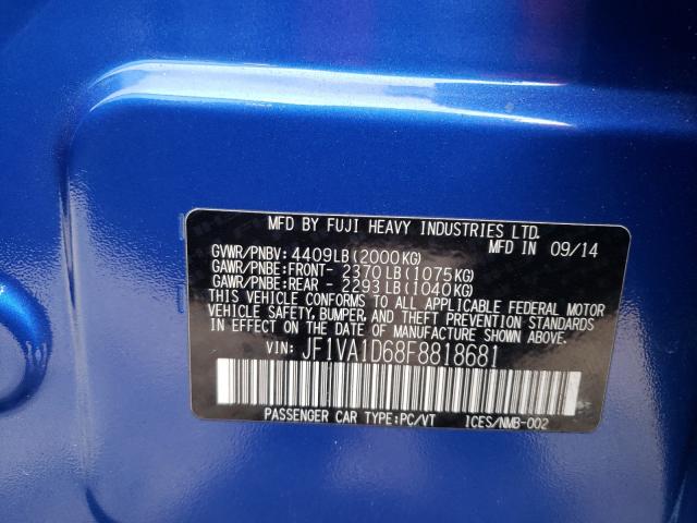 2015 SUBARU WRX PREMIU JF1VA1D68F8818681