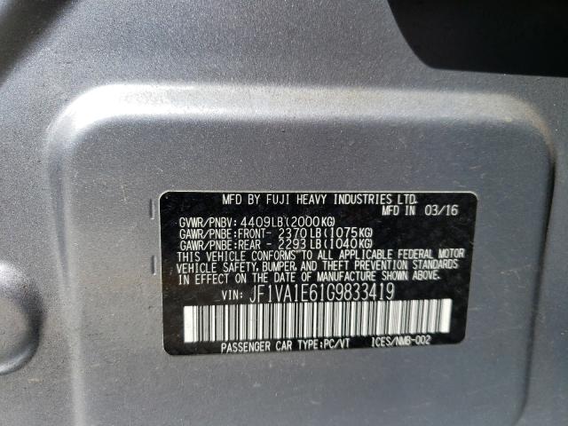 2016 SUBARU WRX PREMIU JF1VA1E61G9833419