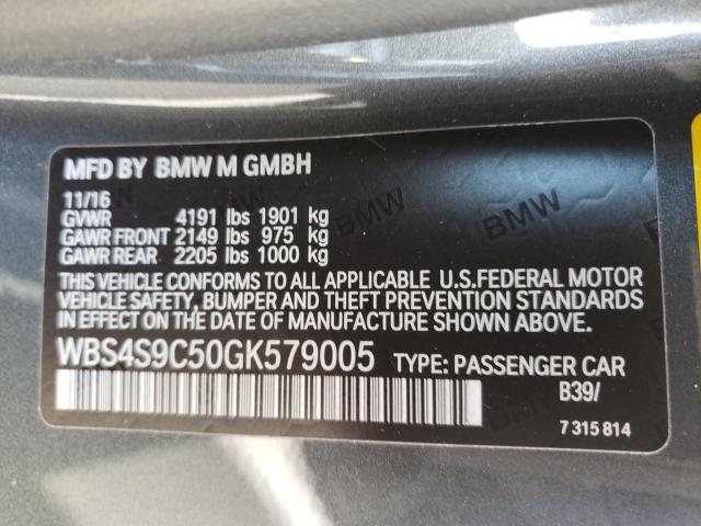 2016 BMW M4 GTS WBS4S9C50GK579005