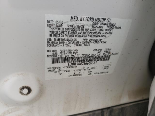 2011 LINCOLN MKS 1LNHL9DR2BG600581