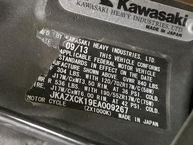 2014 KAWASAKI ZX1000 K JKAZXCK19EA009267