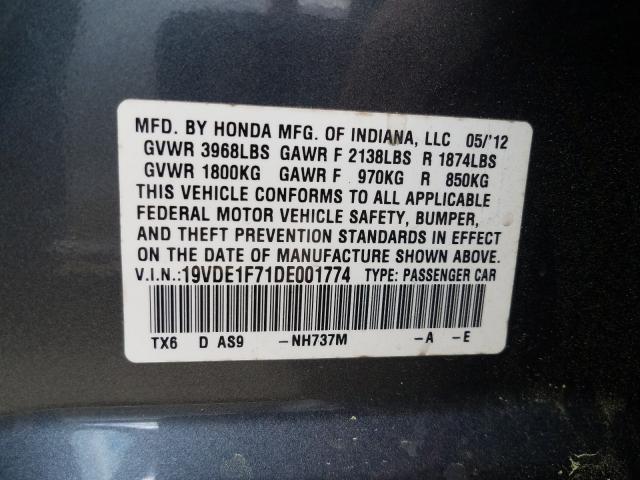 2013 ACURA ILX 20 TEC 19VDE1F71DE001774