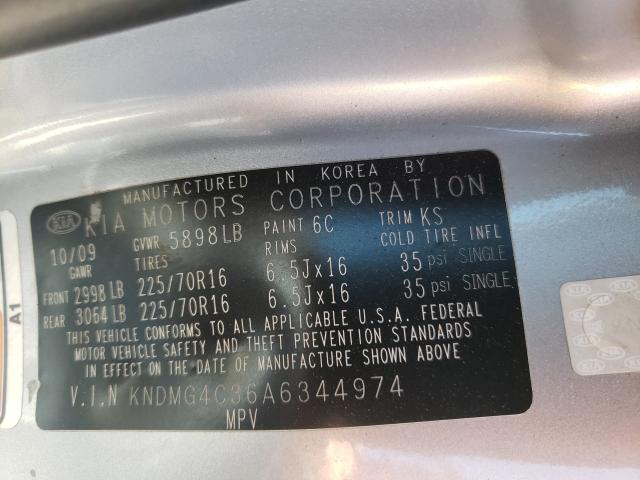 2010 KIA SEDONA LX KNDMG4C36A6344974