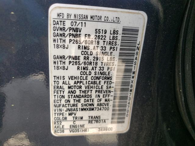 2011 INFINITI FX35 JN8AS1MWXBM734700