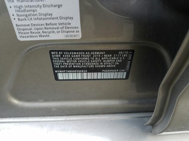 2010 VOLKSWAGEN CC LUXURY WVWHP7AN9AE566826