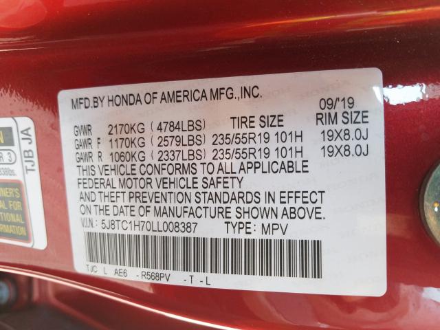 2020 ACURA RDX ADVANC 5J8TC1H70LL008387