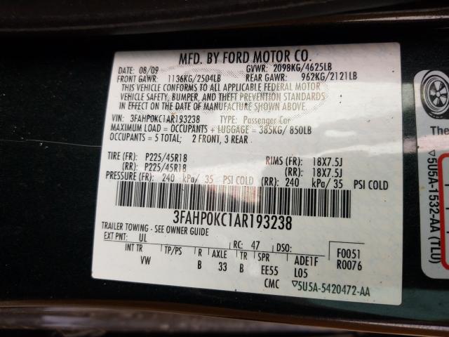 2010 FORD FUSION SPO 3FAHP0KC1AR193238