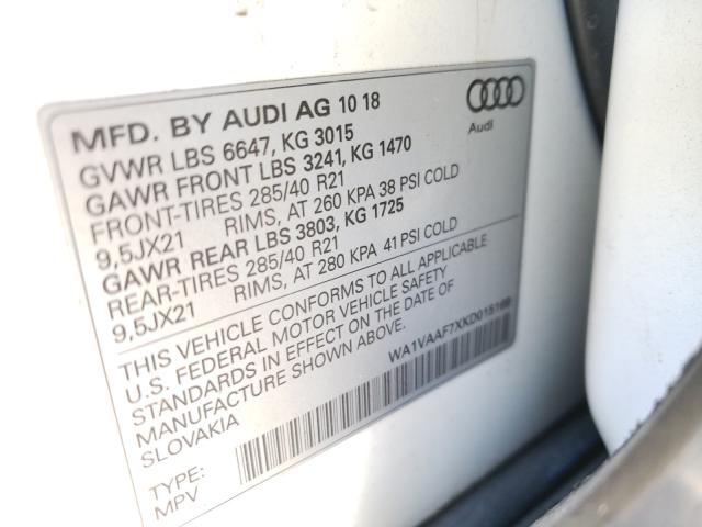 VIN WA1VAAF7XKD015169 2019 Audi Q7, Prestige no.10