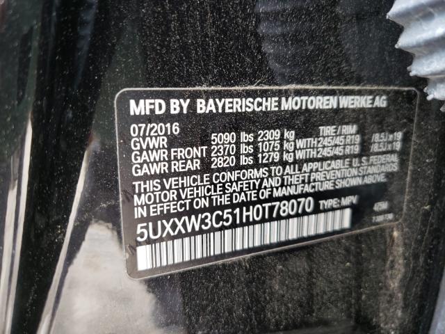 2017 BMW X4 XDRIVE2 5UXXW3C51H0T78070