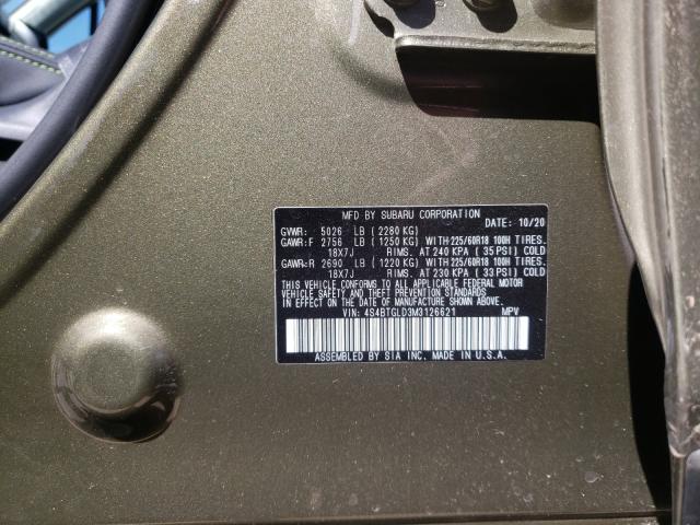 2021 SUBARU OUTBACK ON 4S4BTGLD3M3126621
