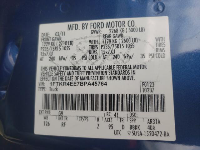 2011 FORD RANGER SUP 1FTKR4EE7BPA45764