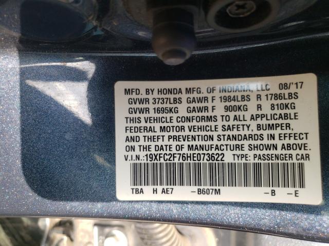 2017 HONDA CIVIC EX 19XFC2F76HE073622