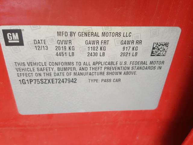 2014 CHEVROLET CRUZE 1G1P75SZXE7247942