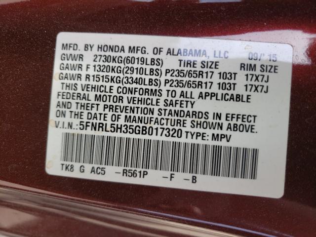 2016 HONDA ODYSSEY SE 5FNRL5H35GB017320