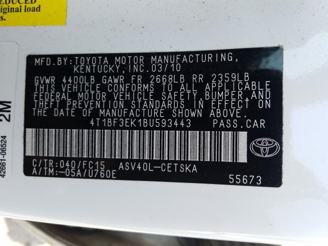 2011 TOYOTA CAMRY BASE 4T1BF3EK1BU593443