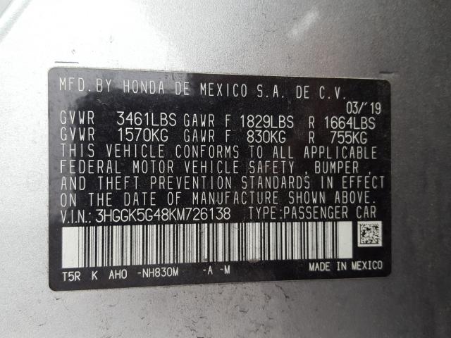 2019 HONDA FIT LX 3HGGK5G48KM726138