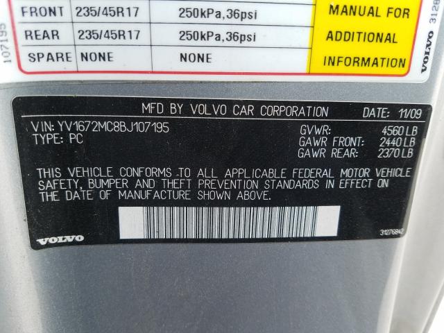 2011 VOLVO C70 T5 YV1672MC8BJ107195