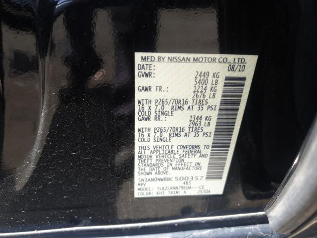 2011 NISSAN XTERRA OFF 5N1AN0NW8BC500357