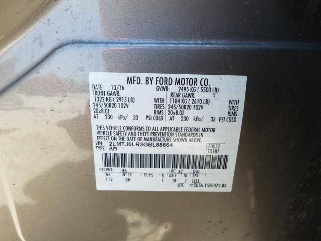 2016 LINCOLN MKX RESERV 2LMTJ6LR3GBL88664