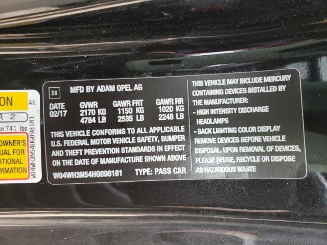 2017 BUICK CASCADA PR W04WH3N54HG098181