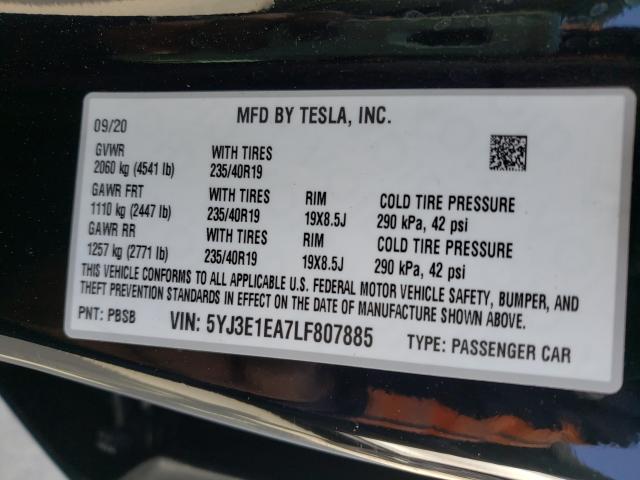 2020 TESLA MODEL 3 5YJ3E1EA7LF807885