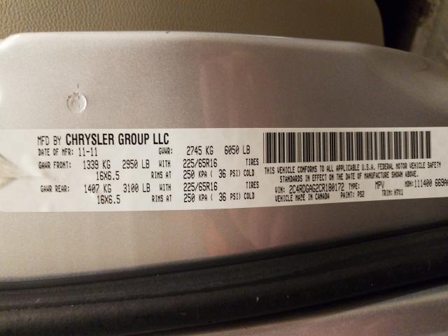 2012 DODGE RAM VAN 2C4RDGAG2CR180172
