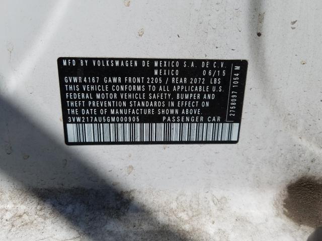 2016 VOLKSWAGEN GOLF S/SE 3VW217AU5GM000905