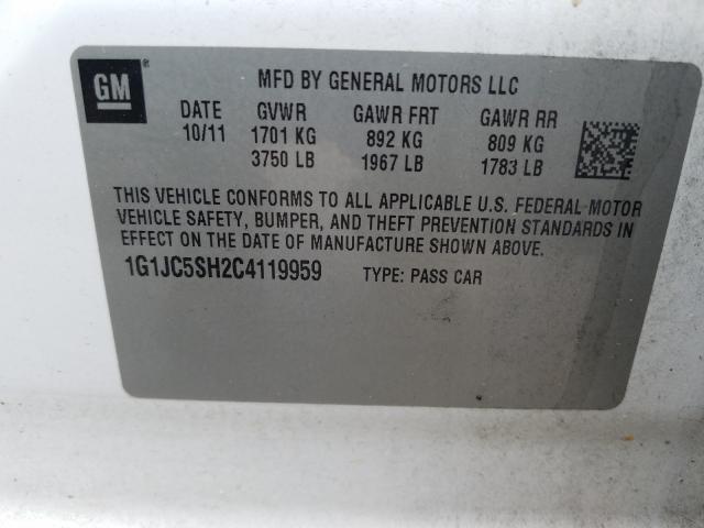 2012 CHEVROLET SONIC LT 1G1JC5SH2C4119959