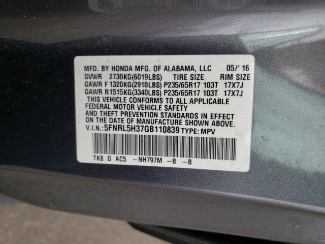 2016 HONDA ODYSSEY SE 5FNRL5H37GB110839