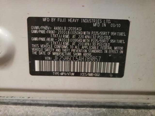 2010 SUBARU FORESTER JF2SH6CC5AH789857