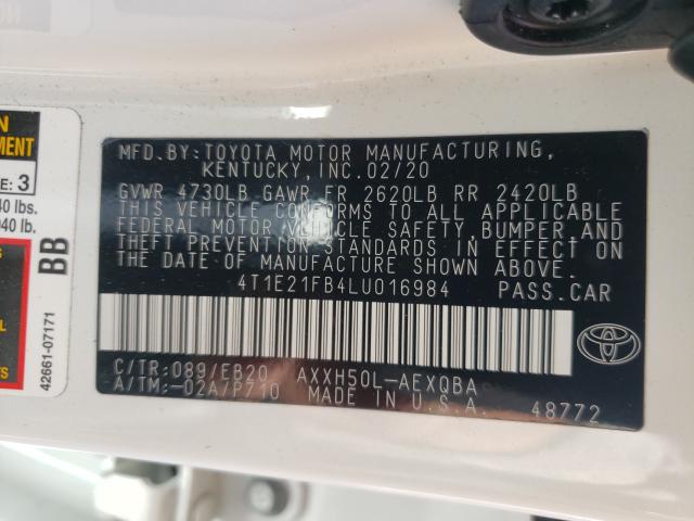 2020 TOYOTA AVALON XSE 4T1E21FB4LU016984