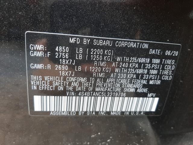 2020 SUBARU OUTBACK LI 4S4BTANC5L3219706