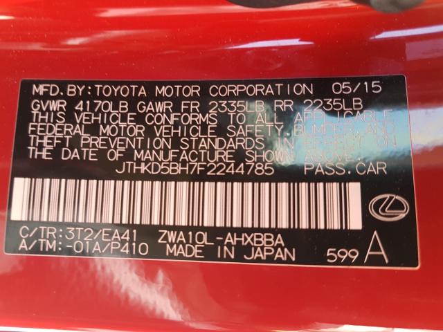 2015 LEXUS CT 200 JTHKD5BH7F2244785