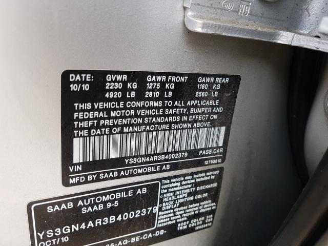 2011 SAAB 9-5 TURBO YS3GN4AR3B4002379