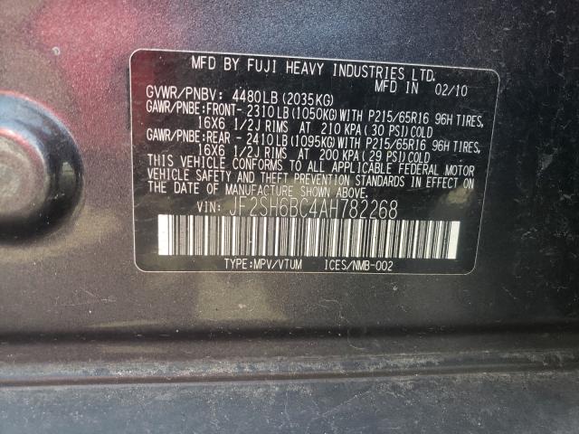 2010 SUBARU FORESTER X JF2SH6BC4AH782268
