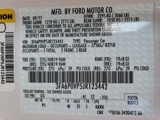 2018 FORD FUSION SPO 3FA6P0VP5JR123442